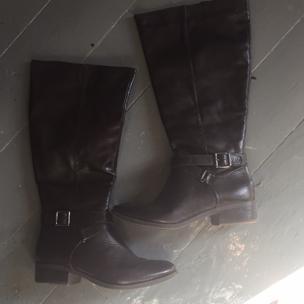 Tall dark brown boots